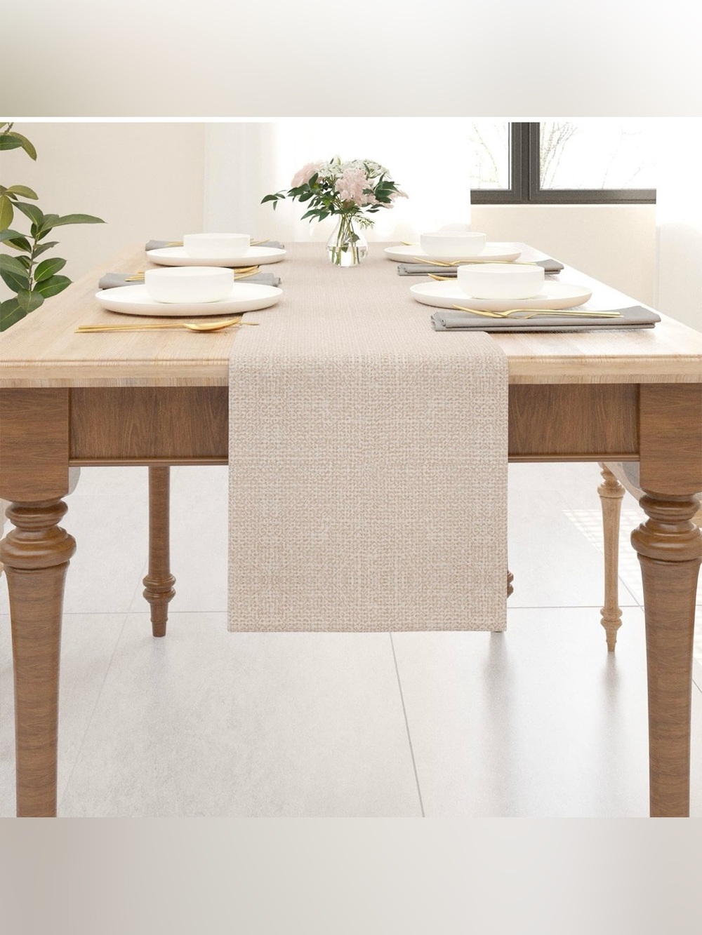 Soft Caddice Faux Linen 2 Side Table Runner